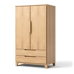 Wooden Cabinet Isolated on White Background – Modern Furniture and Interior Design Element

