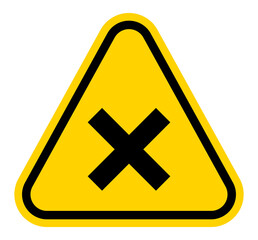 A bold yellow triangular warning sign featuring a black 