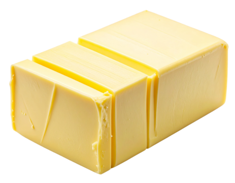 Stick of Butter with Clean Diagonal Slices and Natural Crumbs – Transparent PNG