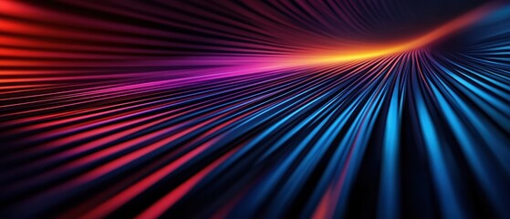 Vibrant abstract image with colorful light streaks in red, purple, blue, and orange creating a dynamic and futuristic visual effect.
