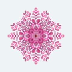  Vibrant Pink Floral Mandala on White Background A vibrant and beautiful pink floral mandala design set against a clean white background. This intricate and symmetrical illustration features soft