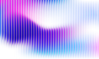 Color gradient with corrugated iridescent glass effect. White, blue and purple ribbed abstract background with line blur. Vector illustration
