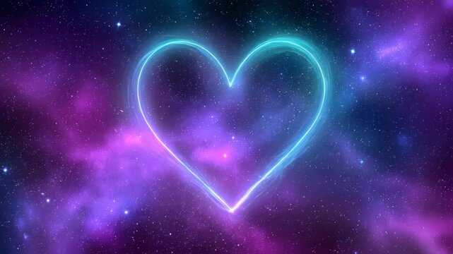Celestial Heart: Luminous heart shape against a breathtaking cosmic canvas, evoking feelings of love and connection among the stars and galaxies.