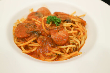 pasya or sausage spaghetti ,spaghetti or spicy spaghetti or sausage pasta