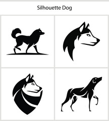 Silhouette Dog Illustrations A Collection of Canine Art Depicting Various Dog Breeds in Striking Black and White Silhouettes