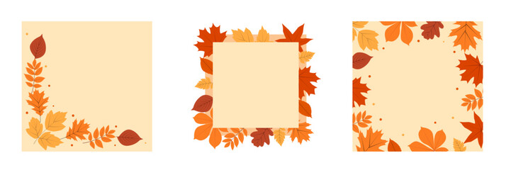 Autumn card collection. Vector template for card, banner, invitation, social media post, poster, mobile app, web ad.