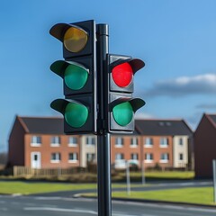 Traffic Light Signal at Residential Area Intersection