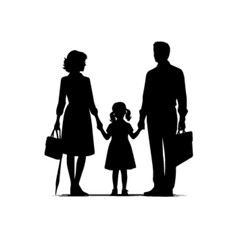 Happy Family Standing Together – Flat Vector Illustration of Parents and Kids