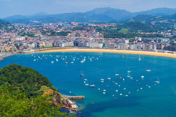 Aerial view of San Sebastián in Spain