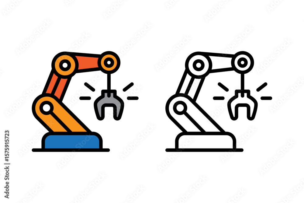 Fototapete Machine learning logo icons with robotic arm design, for technology or robotics-themed projects needing versatility. vector graphic