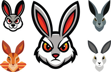 Jack Rabbit Head Color Vector Illustration