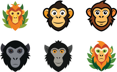 Fototapeta premium Macaque Head Color Vector Illustration