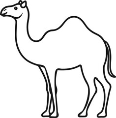 camel outline illustration with transparent background