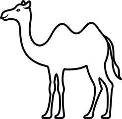 camel outline illustration with transparent background