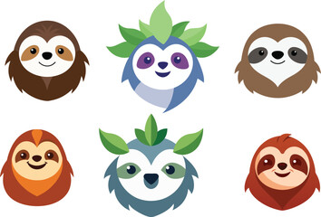 Sloth Head Color Vector Illustration