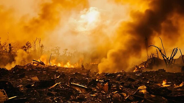 Massive wildfire engulfs debris field