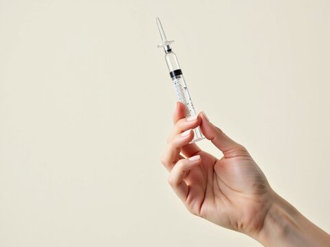 hand holding syringe