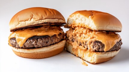 Delicious Juicy Hamburgers Topped with Cheese and Fresh Ingredients Ready