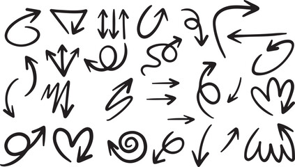 Sketch Arrow Vector Set &ndash; Curved, Bold, Marker Style, Navigation, Directional, Hand-Drawn, Doodle, Flow, Pointer, Infographic