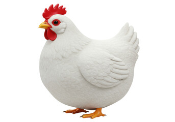 Isolated White Chicken Hen Detailed Rendering
