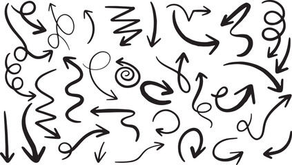 Creative Arrow Sketch Set – Direction, Arrow, Loop, Curved, Bold, Pointing, Highlight, Navigation, Movement, Guide, Path, Sketch, Doodle, Flow, Motion