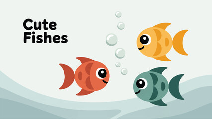 Naklejka premium Sea fish vector cartoon icon. Tropical ocean underwater wildlife animal set. 