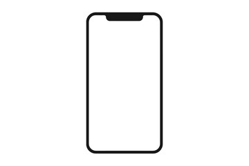 Modern Smartphone Mockup. Blank Mobile Phone Frame. Minimalist Device Outline. Isolated Vector Template. Empty Screen. UI UX App Design Presentation. Transparent Background. Flat Illustration.