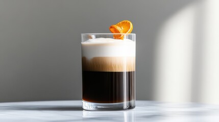 Aromatic Coffee Elegantly Presented with Citrus Peel Garnish for Taste