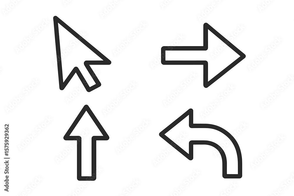 Poster arrow icon set for web and mobile app design. ui ux graphic elements collection. linear style cursor