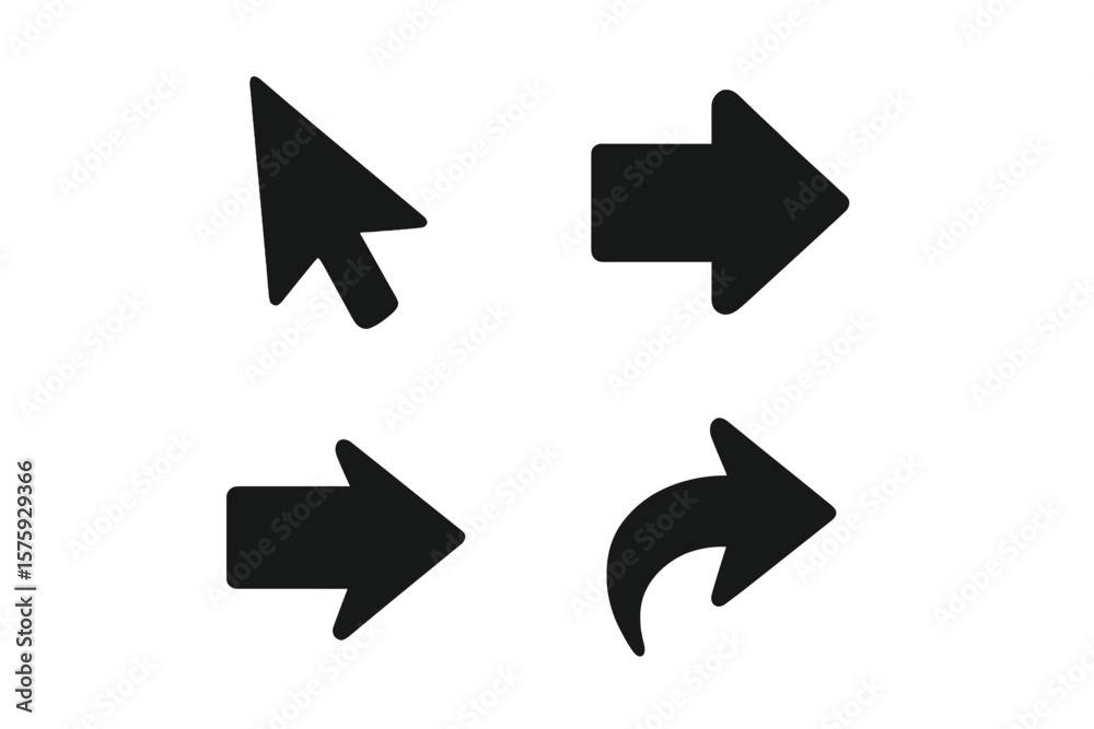 Poster arrows icons set. black vector arrow collection. cursor, pointer, next button, share symbol. flat de