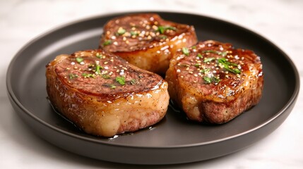 A Vibrant Plate of Gourmet Food Garnished with Fresh Herbs and Spices