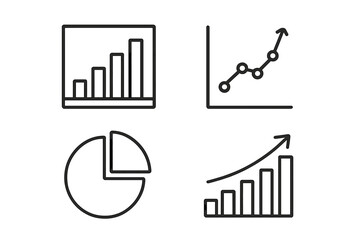 Chart and graph icons set. Business data analysis, financial report, and statistics symbols. Thin line vector pictograms for infographic, presentation, web, and mobile app.