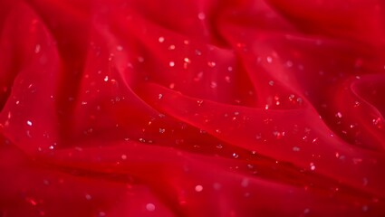 Closeup of luxurious red fabric with sparkling glitter details