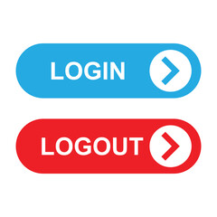 login and logout button web set isolated vector