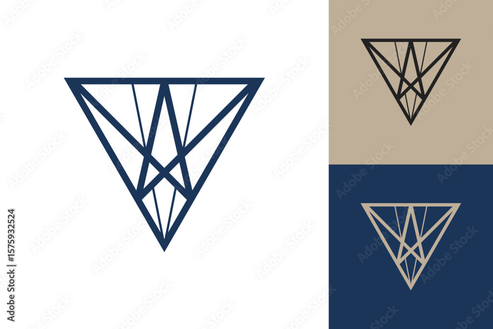 Fototapete geometric triangle logo icon. triangle concept vector design with minimalistic linear style