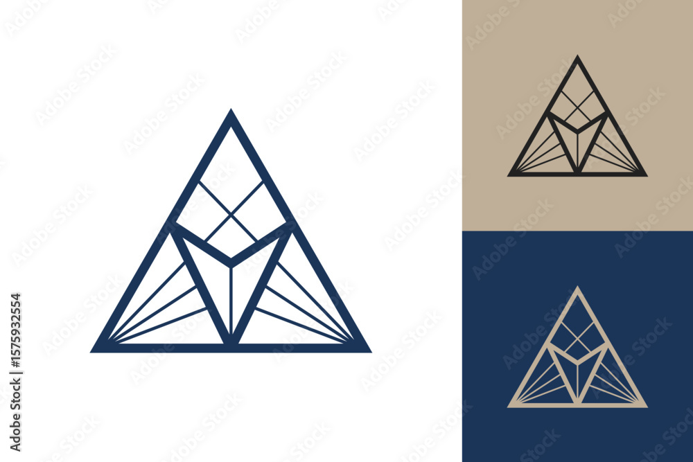 Fototapete geometric triangle logo icon. triangle concept vector design with minimalistic linear style