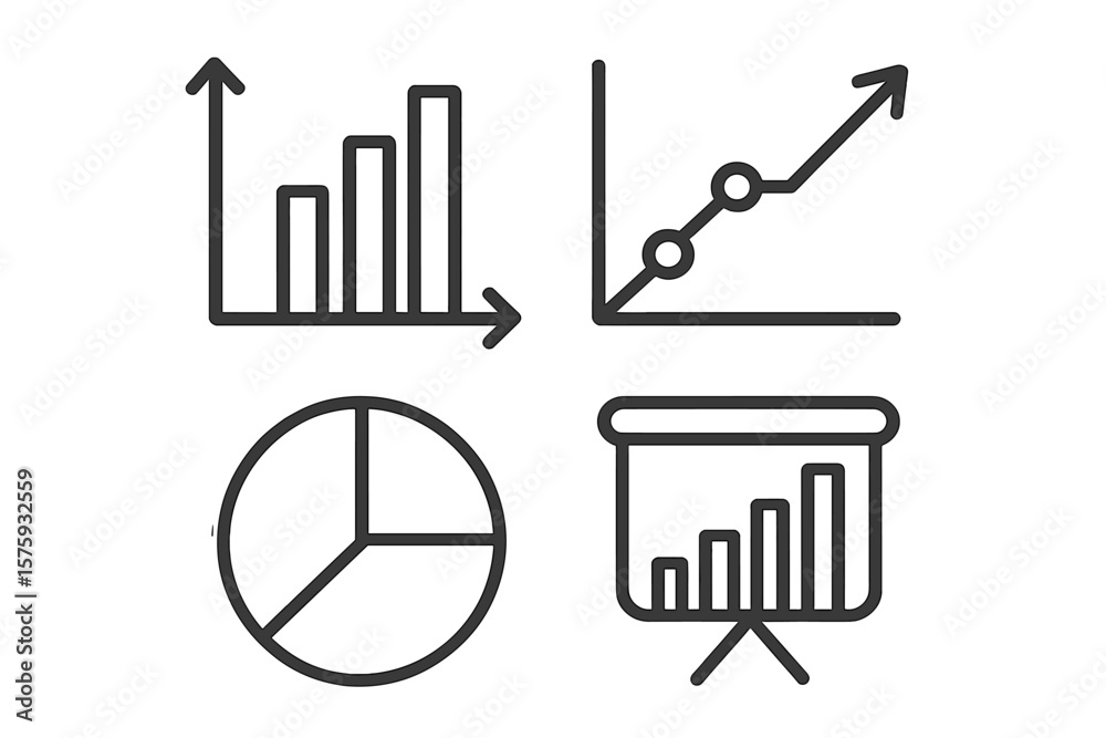 Poster graph and chart line icon set for business infographic and data visualization. vector stats diagram,