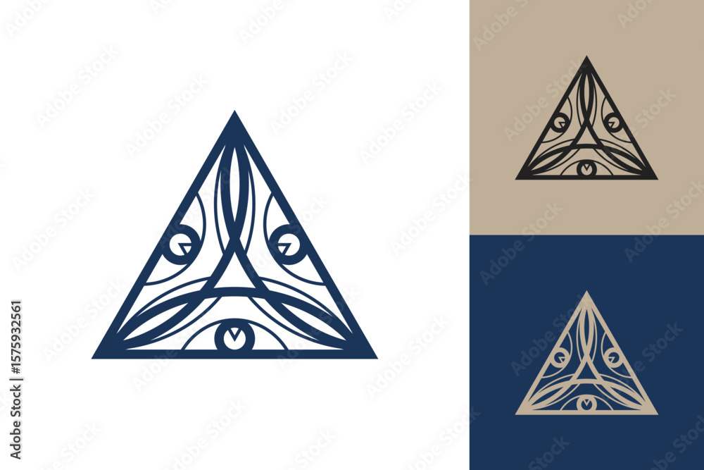 Fototapete geometric triangle logo icon. triangle concept vector design with minimalistic linear style