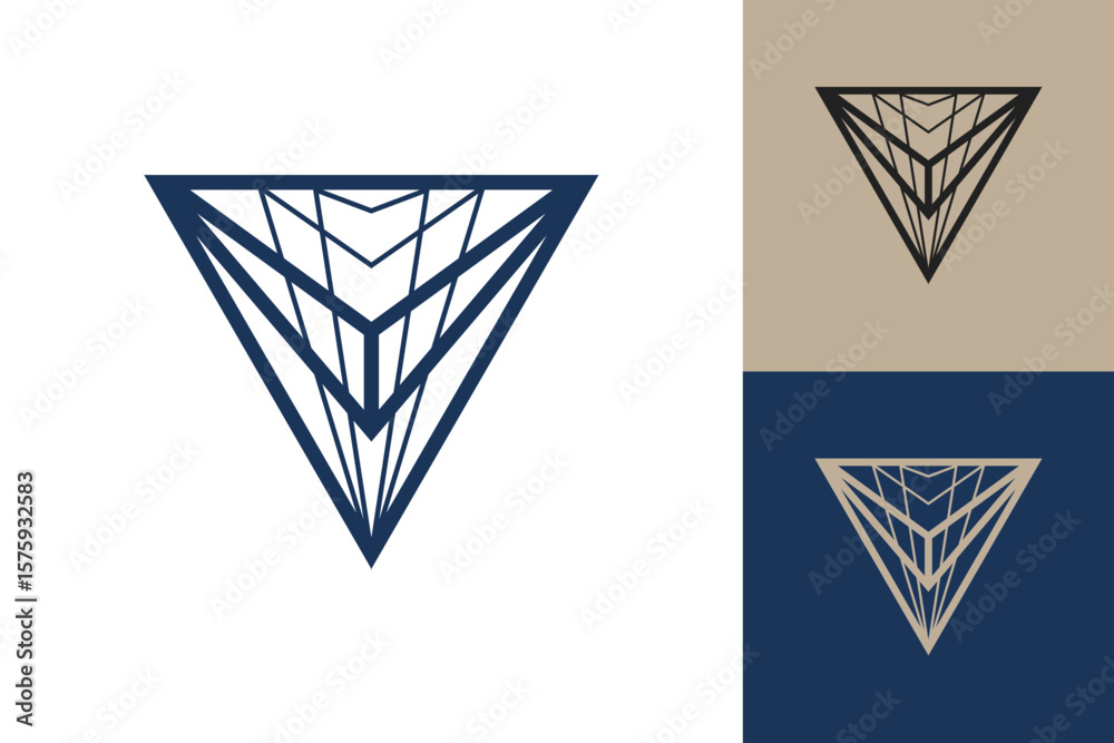 Fototapete geometric triangle logo icon. triangle concept vector design with minimalistic linear style