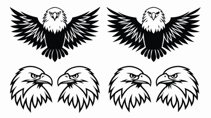 Naklejka premium Fierce eagles spread wings and heads bird