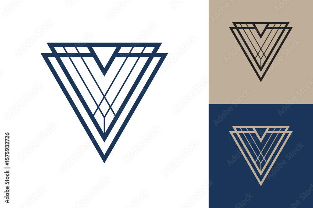 Fototapete geometric triangle logo icon. triangle concept vector design with minimalistic linear style
