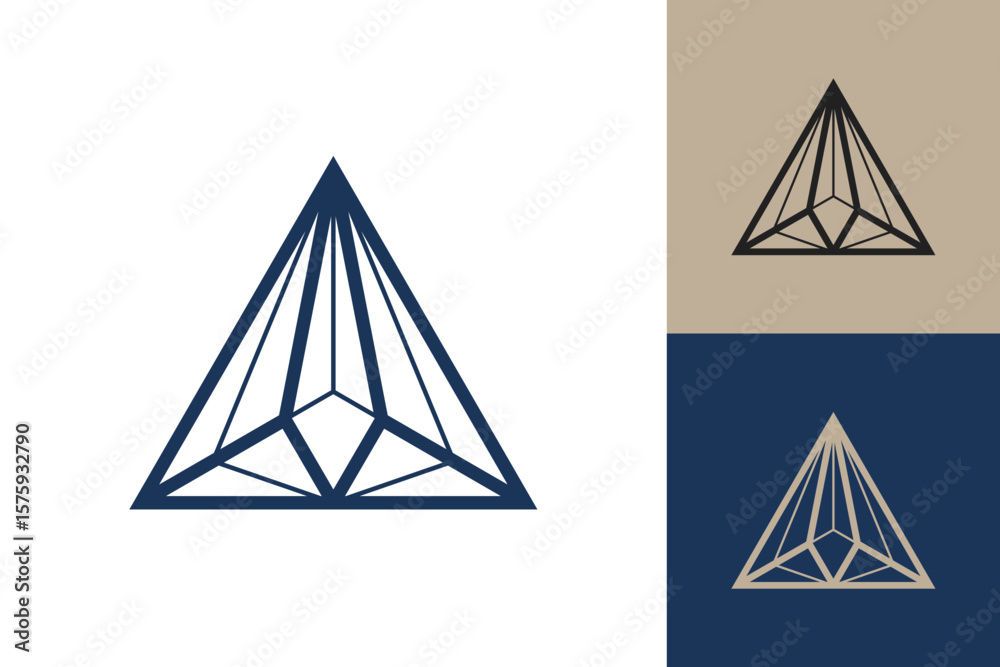 Fototapete geometric triangle logo icon. triangle concept vector design with minimalistic linear style