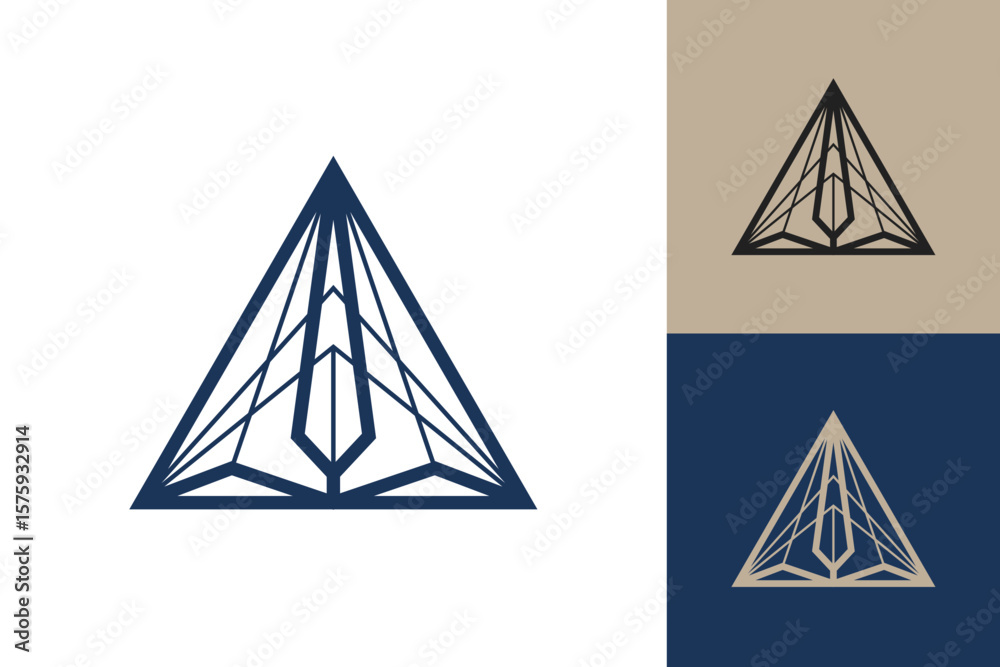 Fototapete geometric triangle logo icon. triangle concept vector design with minimalistic linear style