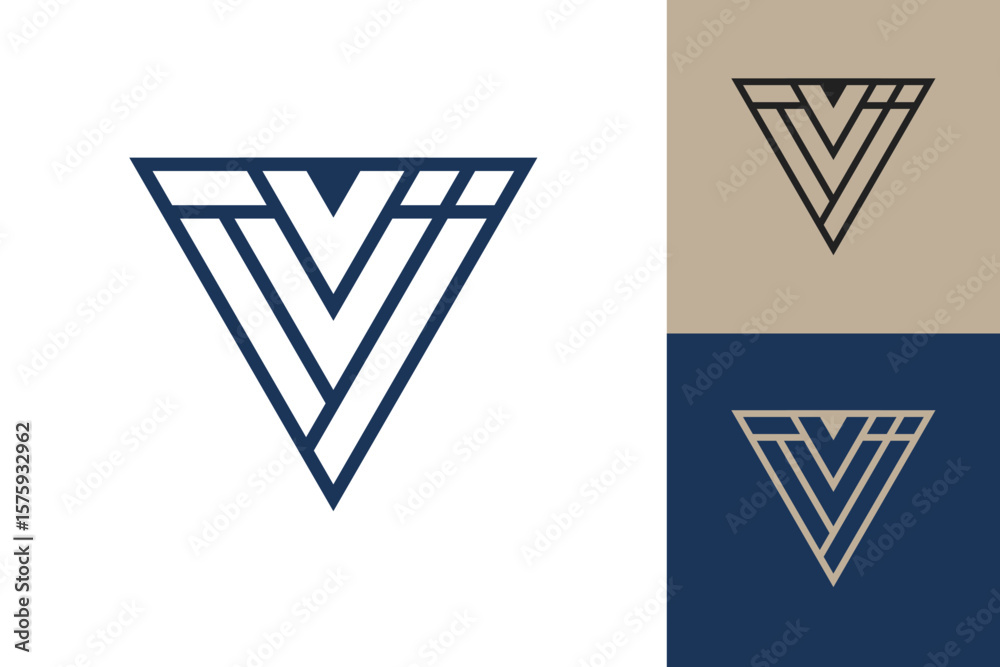 Fototapete geometric triangle logo icon. triangle concept vector design with minimalistic linear style