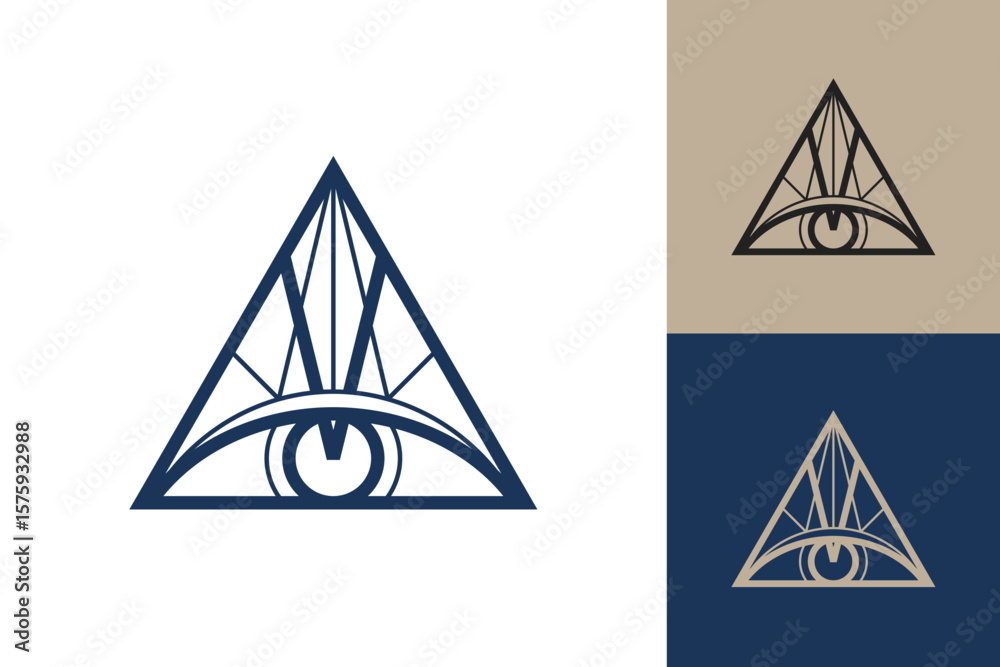Fototapete Geometric triangle logo icon. Triangle concept vector design with minimalistic linear style