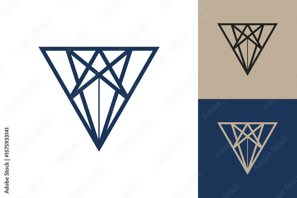 Fototapete geometric triangle logo icon. triangle concept vector design with minimalistic linear style