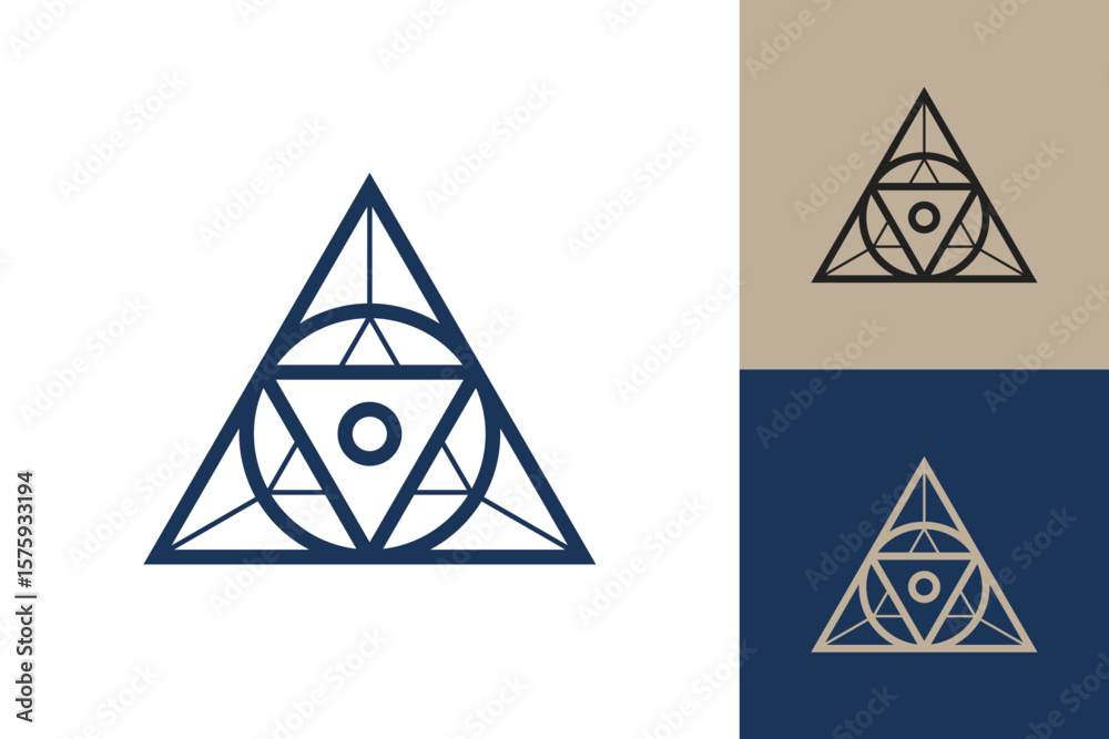 Fototapete Geometric triangle logo icon. Triangle concept vector design with minimalistic linear style
