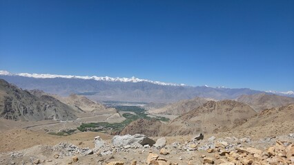 Golden valley stretches endlessly through Ladakh hills