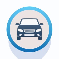 Car Icon on Blue Background for Transportation and Travel Themes