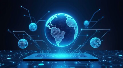 Global Connectivity, A vibrant depiction of mobile communication technology, showcasing smartphones accessing the internet through wireless satellite networks amidst a cloud-filled sky